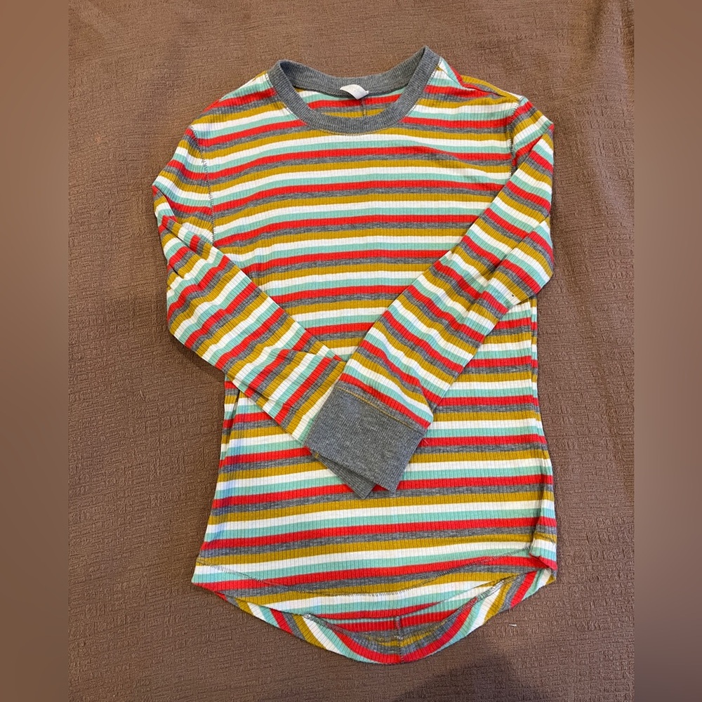 Free People Ribbed Long Sleeve Striped Thermal Top - Multi-Color